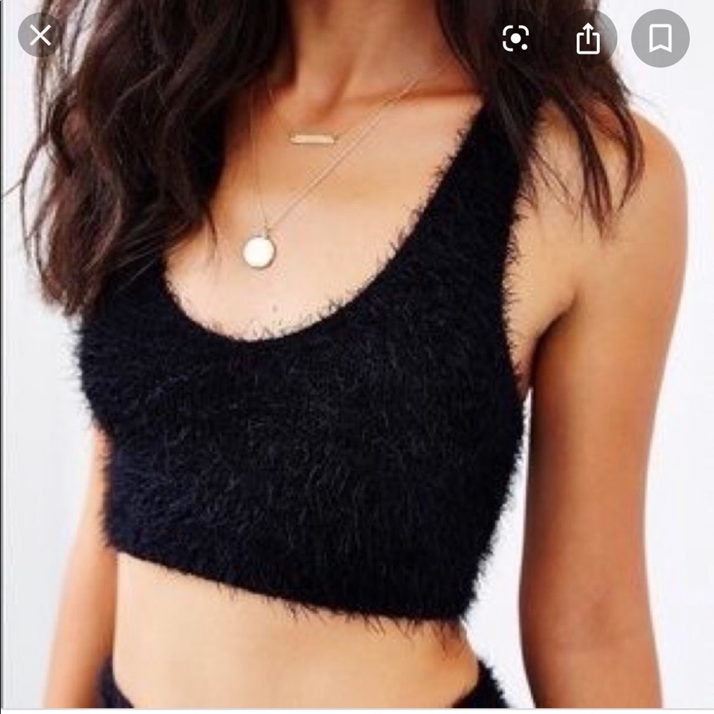 Fuzzy Black Crop Top